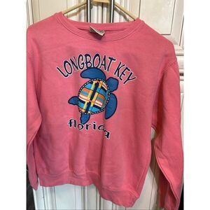 Pacific & Co Womens Longboat Key Turtle Florida Pullover Sweatshirt Pink Size XL